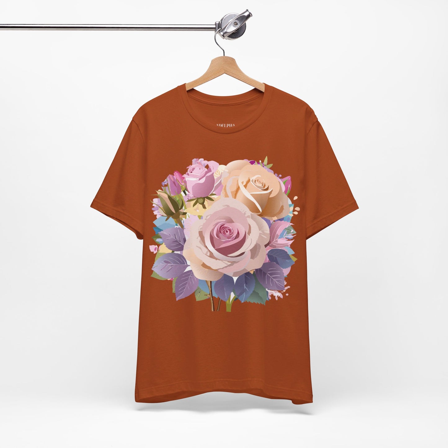 Natural Cotton Tee Shirt with Flowers