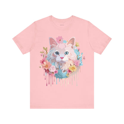 Natural Cotton Tee Shirt with Cat Printify