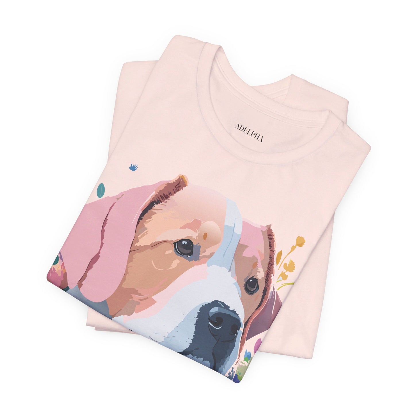 Natural Cotton Tee Shirt with Dog