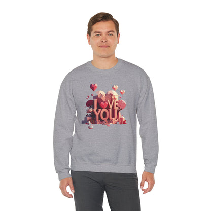 Unisex Heart Love Sweatshirt Floral Valentines Day Cotton Poly Fifty Fifty Blend