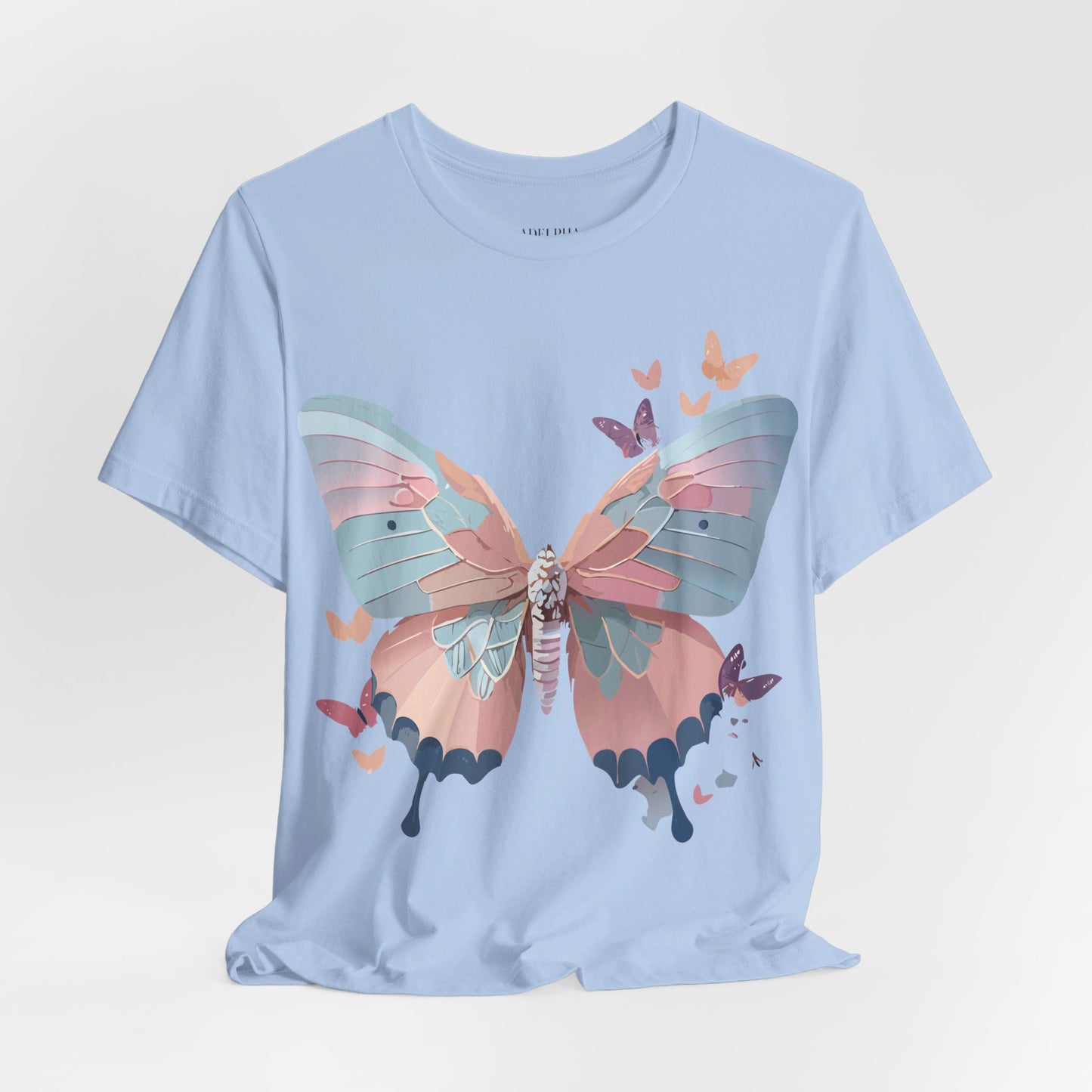 Natural Cotton Tee Shirt with Butterfly