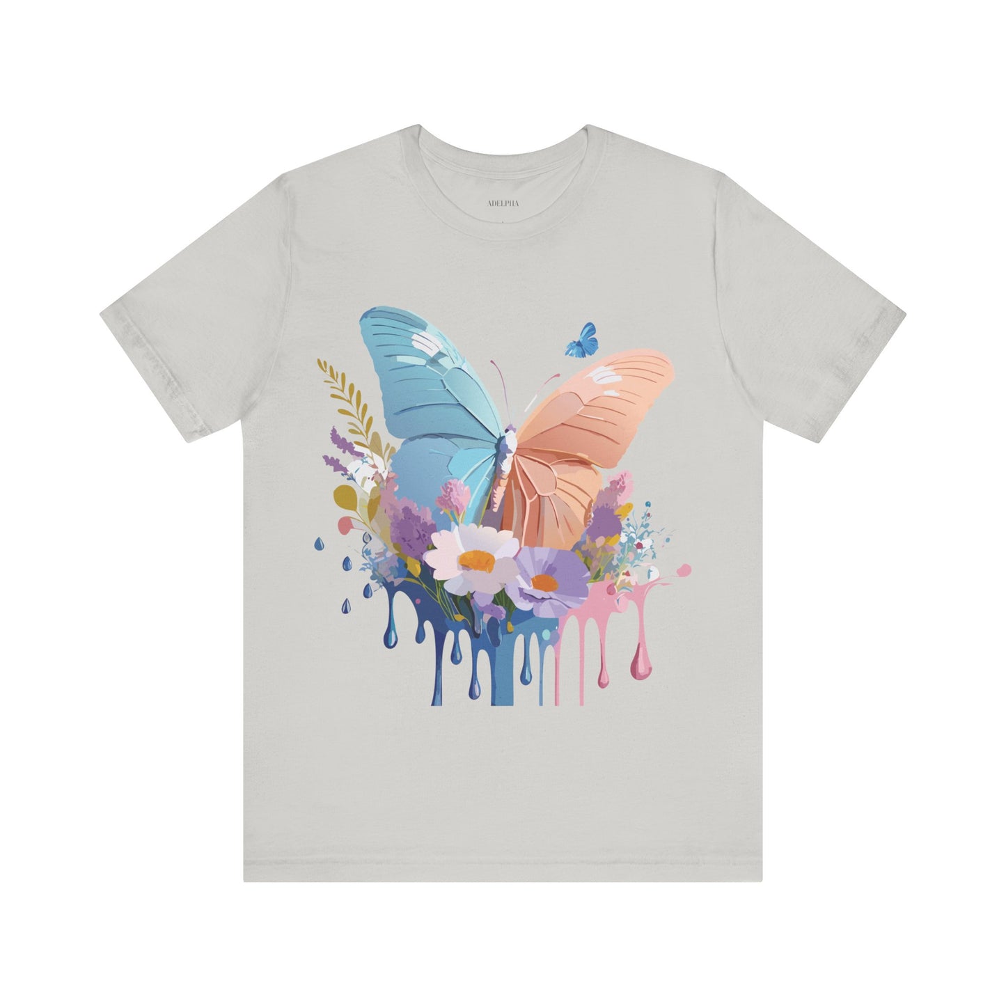 Natural Cotton Tee Shirt with Butterfly