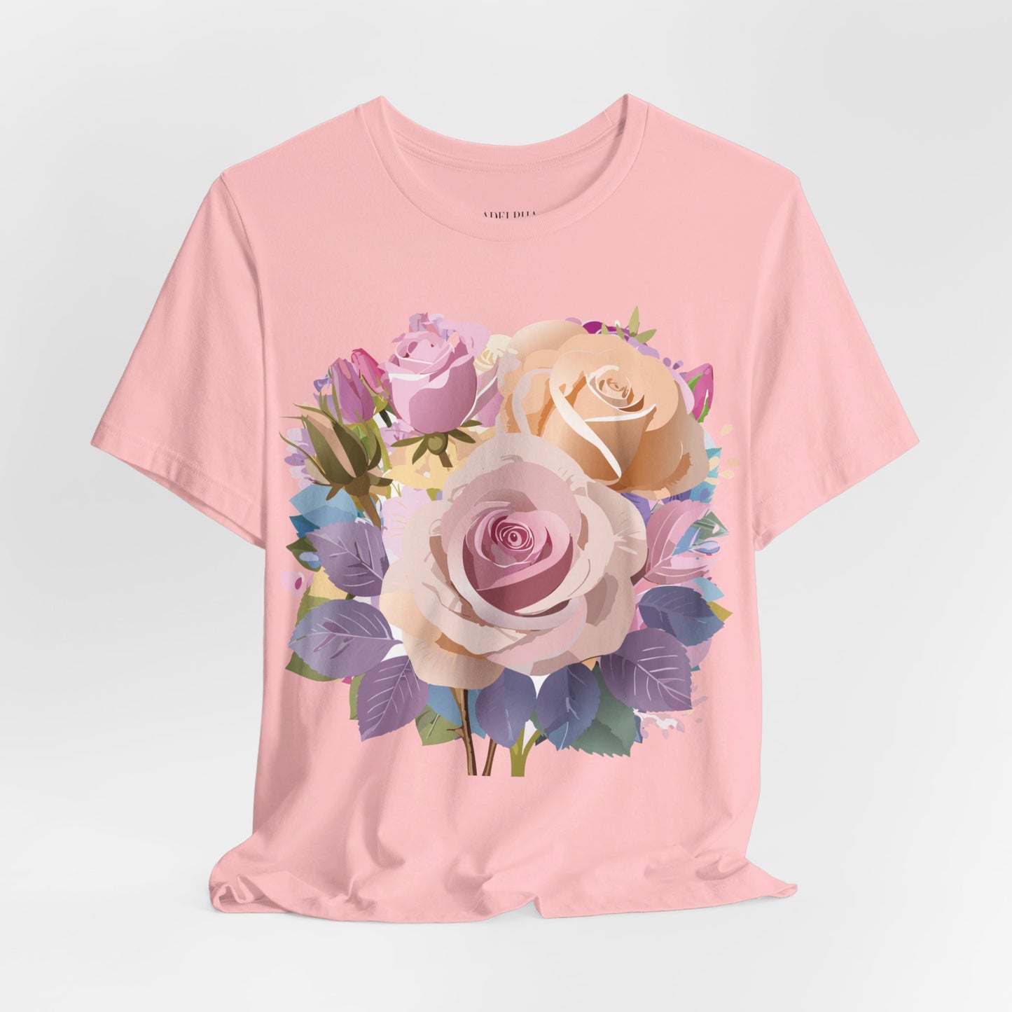 Natural Cotton Tee Shirt with Flowers