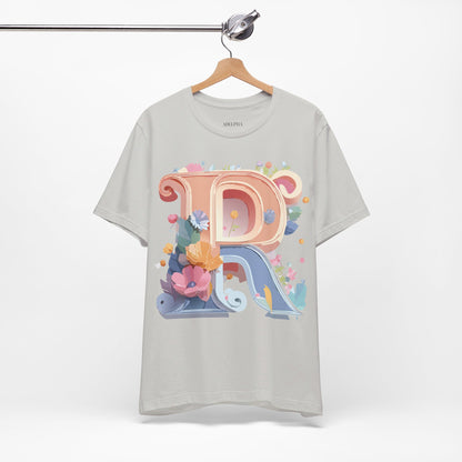 Natural Cotton Tee Shirt - Letters Collection - R Printify