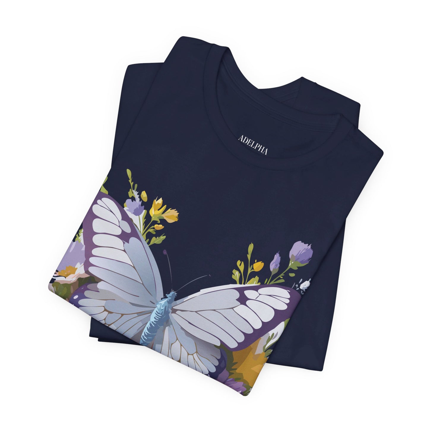 Natural Cotton Tee Shirt with Butterfly