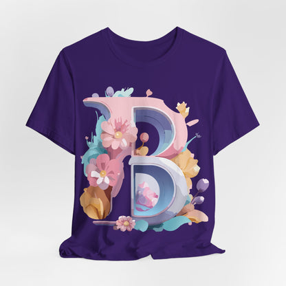Natural Cotton Tee Shirt - Letters Collection - B Printify