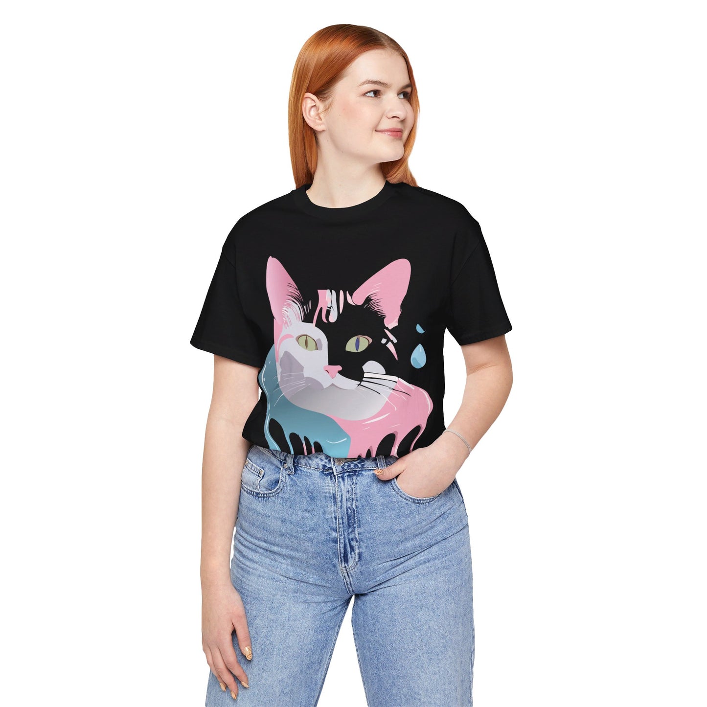 Natural Cotton Tee Shirt with Cat