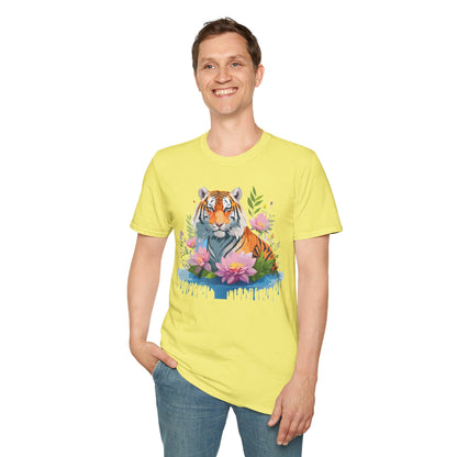 Tiger Print Unisex T Shirt Gildan Softstyle 64000 Animal Tee