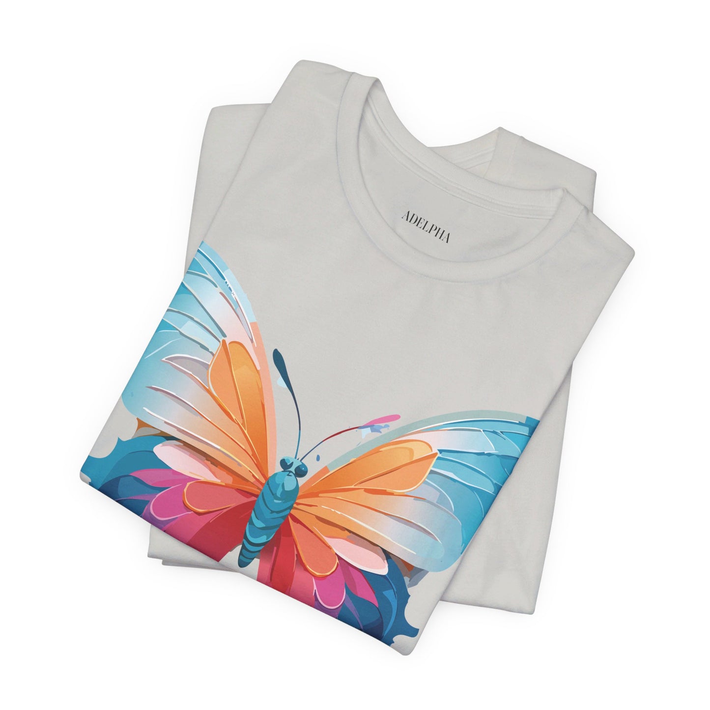 Natural Cotton Tee Shirt with Butterfly