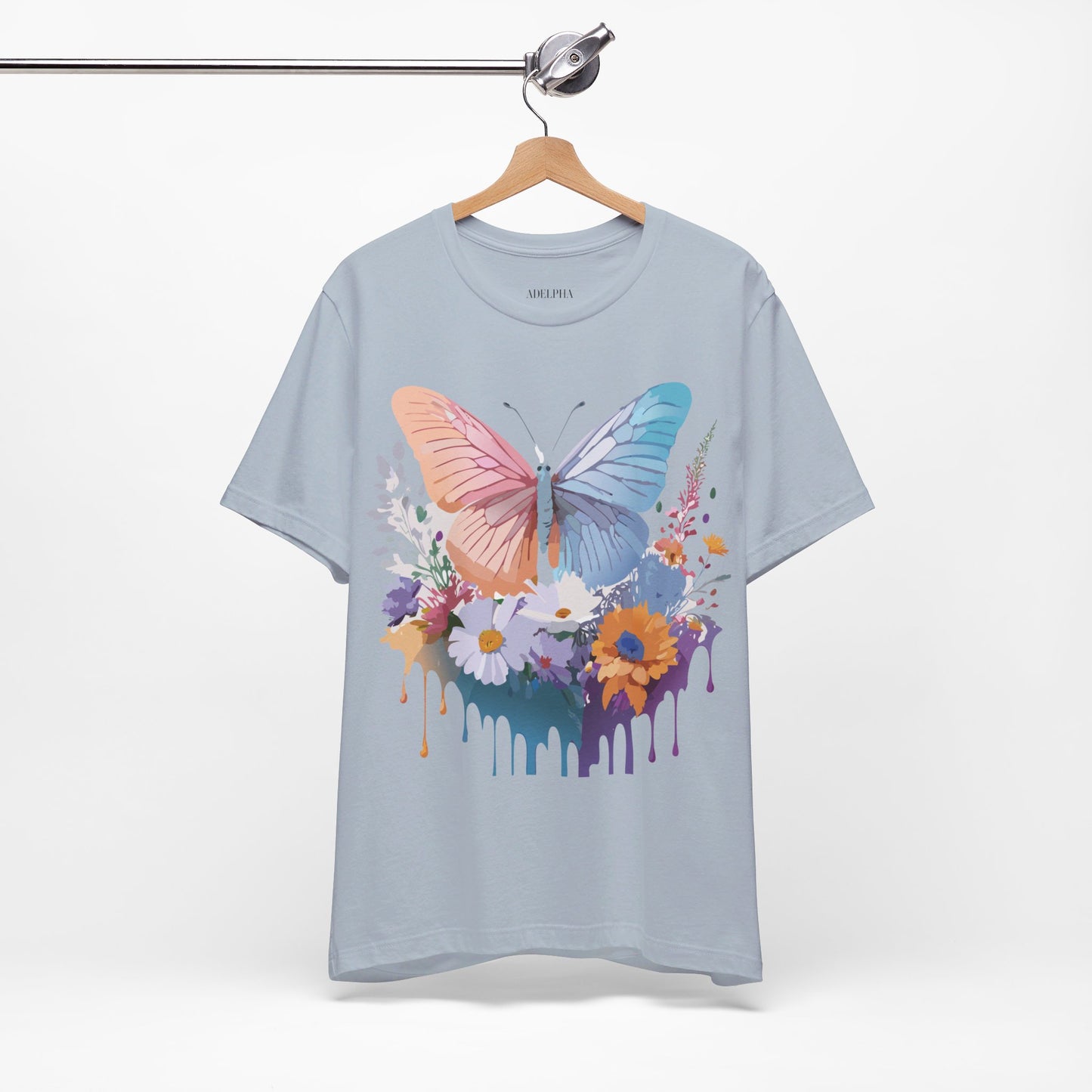 Natural Cotton Tee Shirt with Butterfly