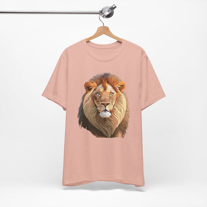 Safari Lion Head Illustration T-Shirt Unisex Cotton Realistic Lion Portrait Tee 3