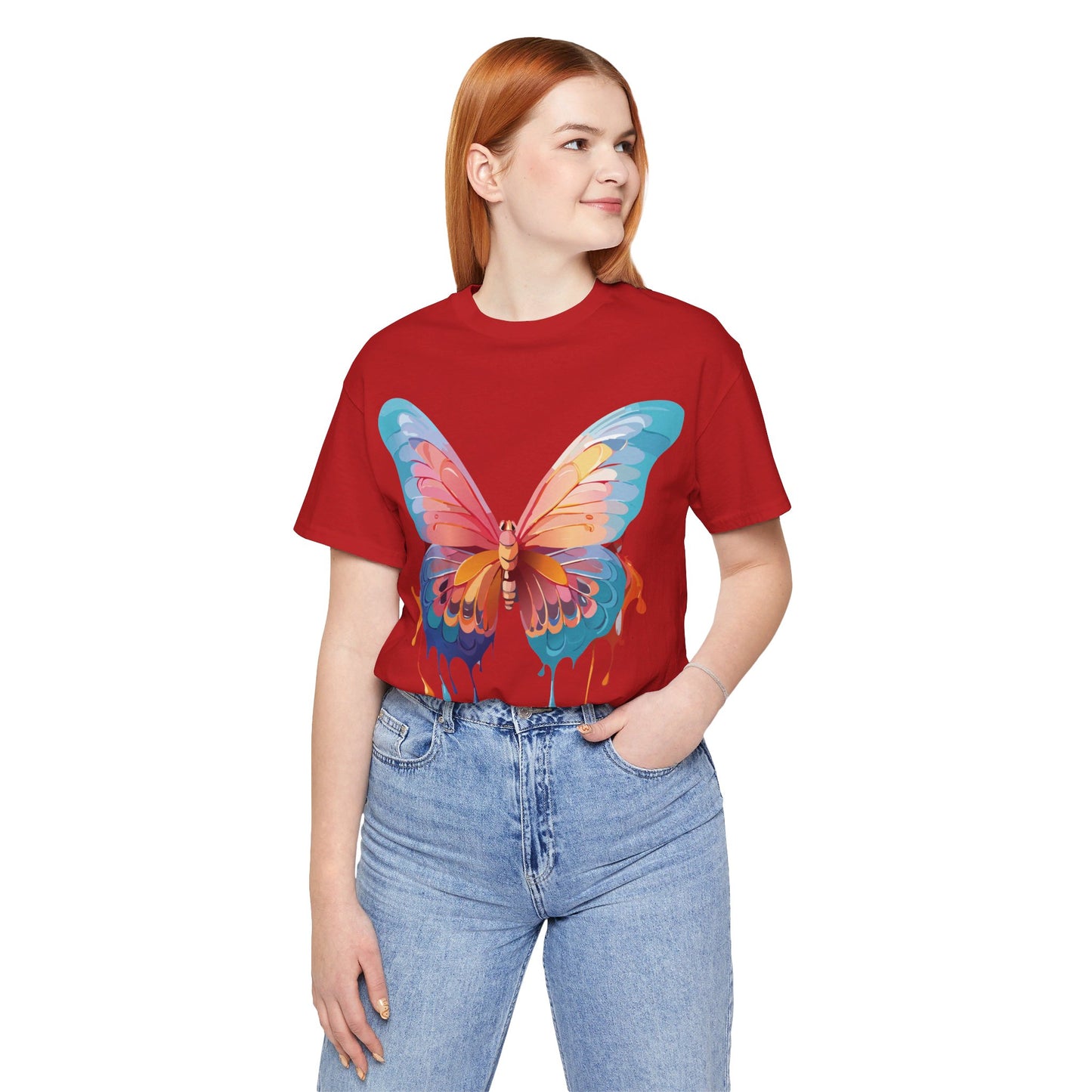 Natural Cotton Tee Shirt with Butterfly