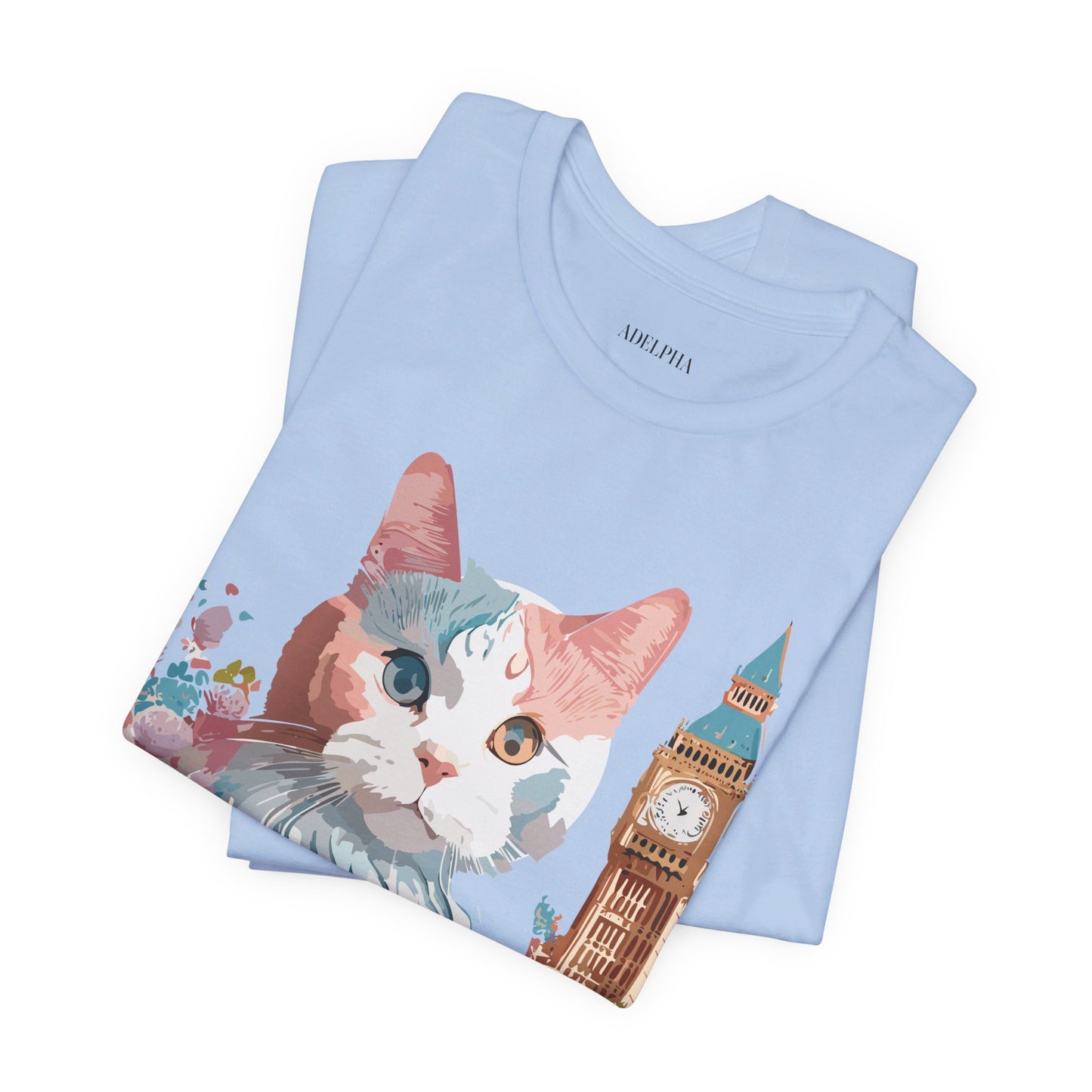 Natural Cotton Tee Shirt with Cat