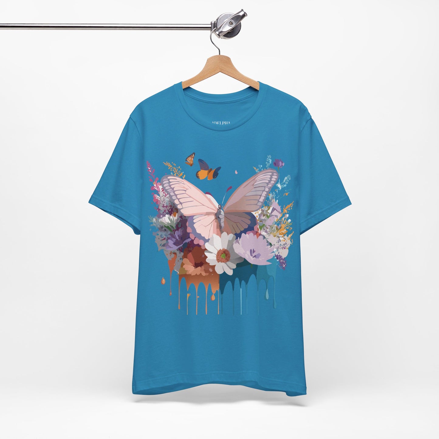 Natural Cotton Tee Shirt with Butterfly