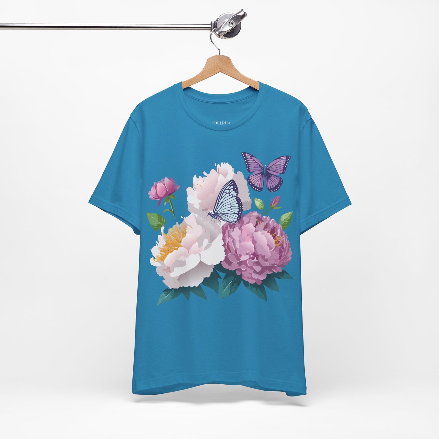 Natural Cotton Tee Shirt with Flowers