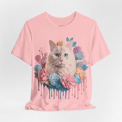 Natural Cotton Tee Shirt with Cat Printify