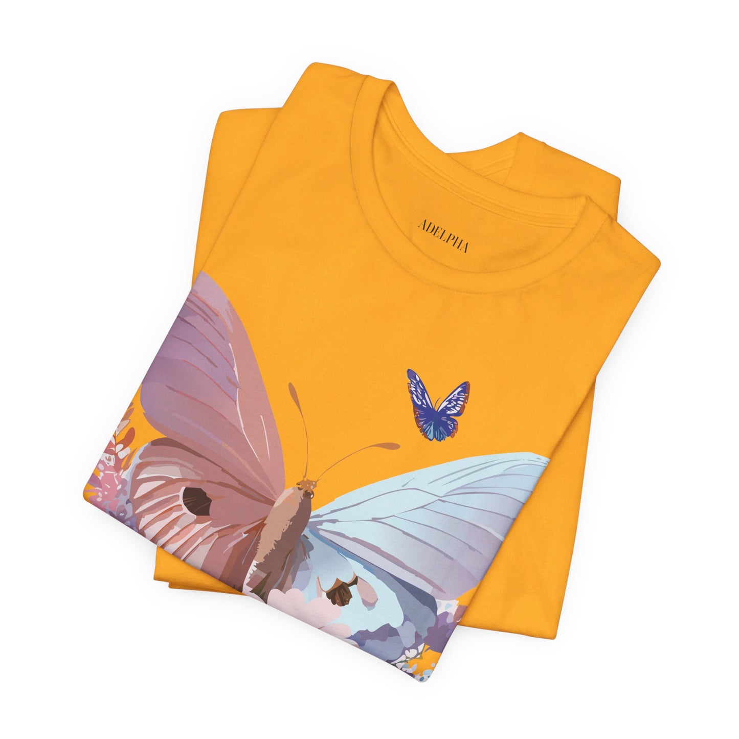 Natural Cotton Tee Shirt with Butterfly