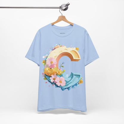Natural Cotton Tee Shirt - Letters Collection - C Printify