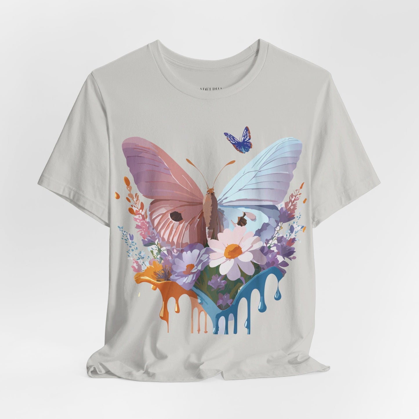 Natural Cotton Tee Shirt with Butterfly