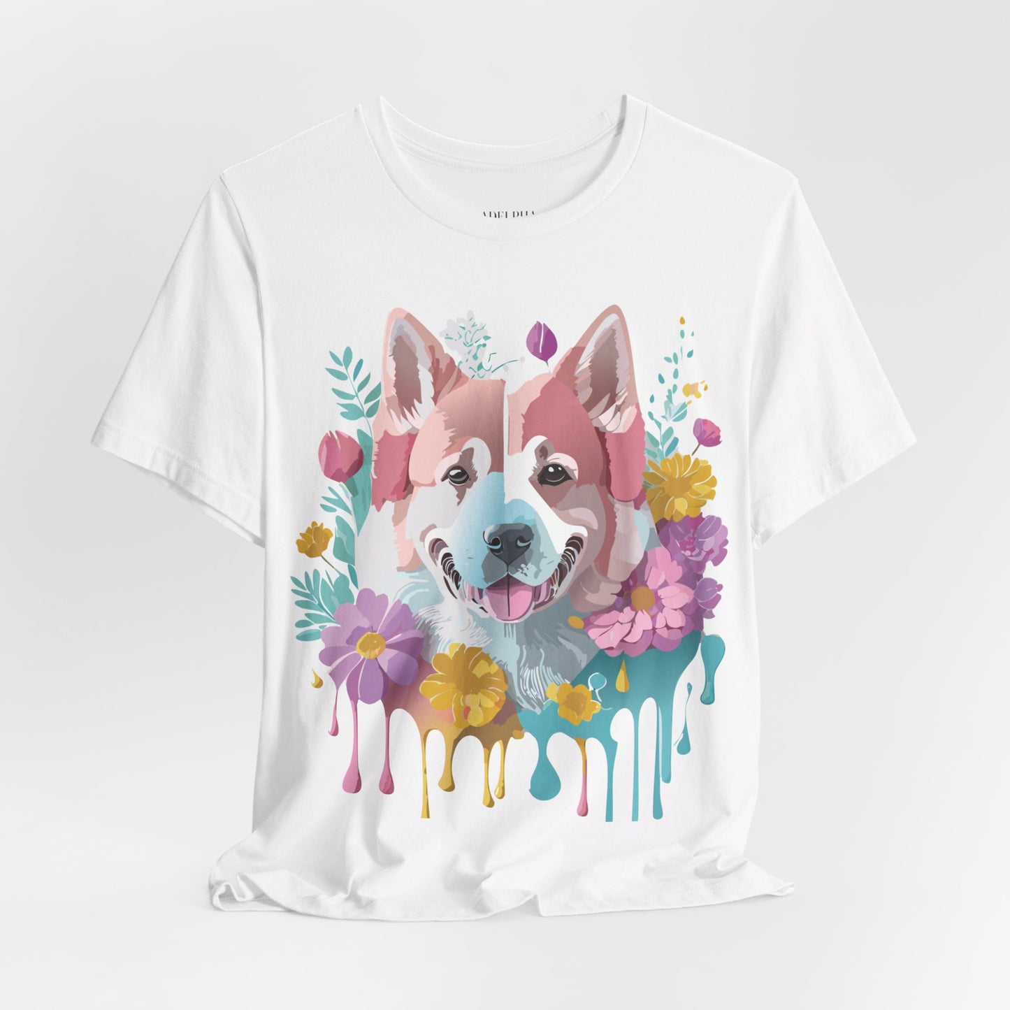 Natural Cotton Tee Shirt with Dog