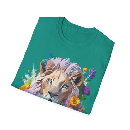 Unisex Lion Shirt Floral Lion Tee Animal Print Tee Gildan 64000