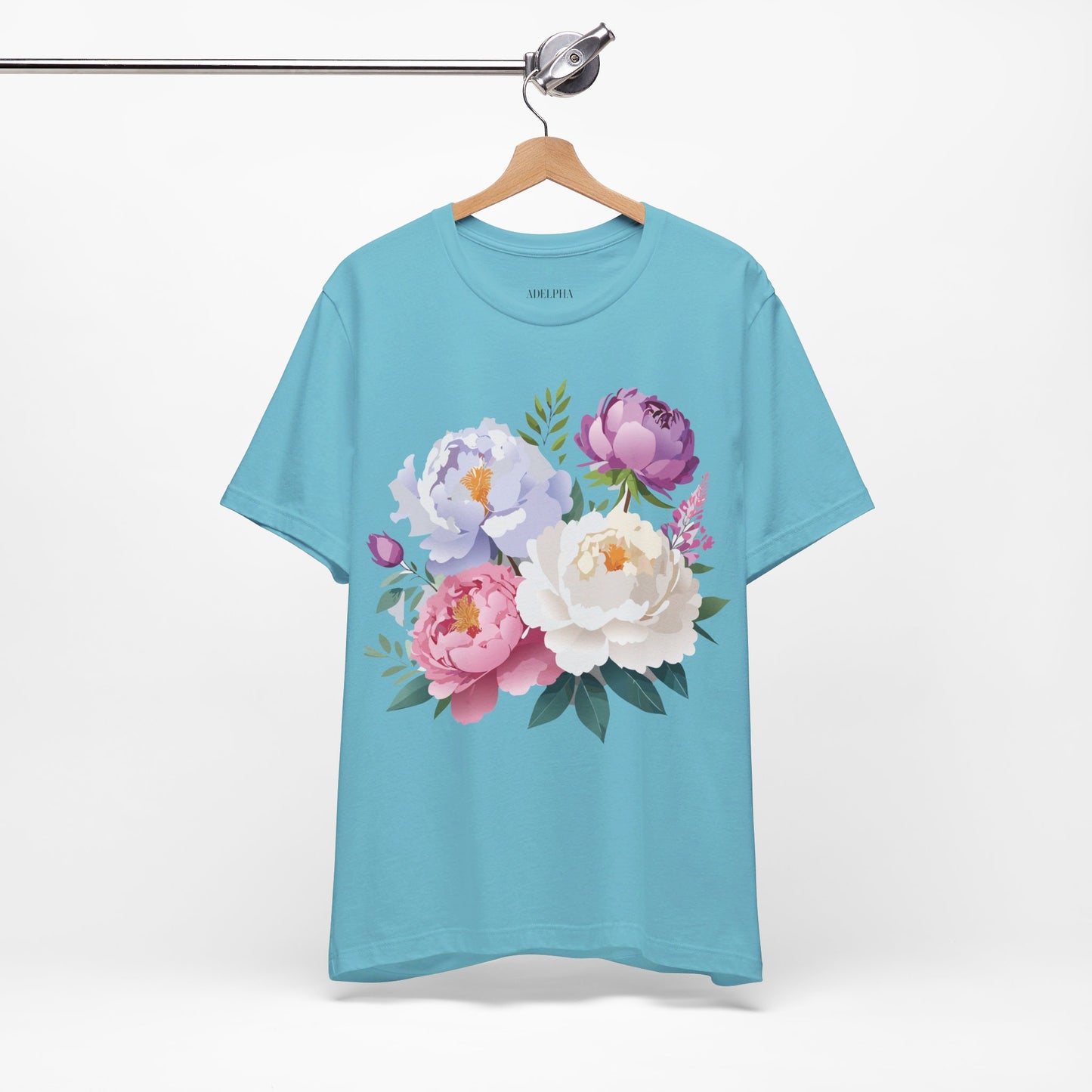 T-shirt en coton naturel avec fleurs