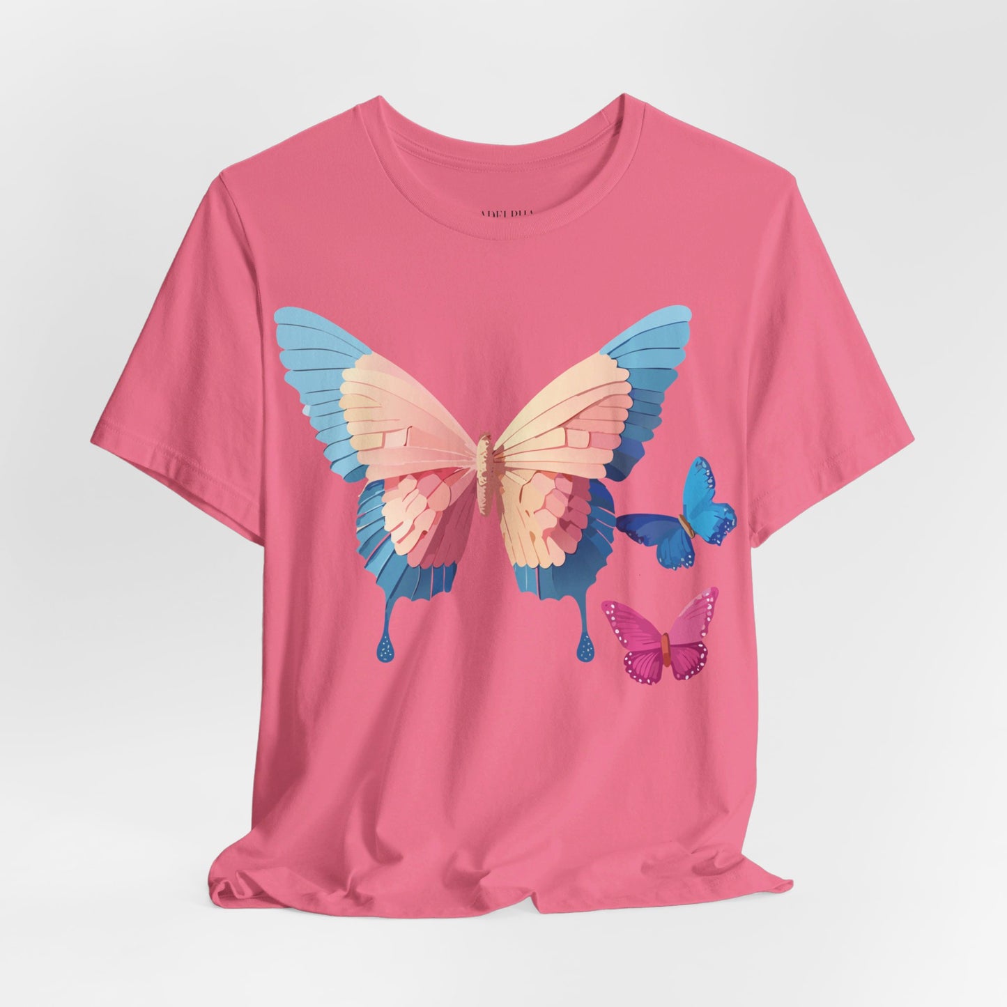 Natural Cotton Tee Shirt with Butterfly