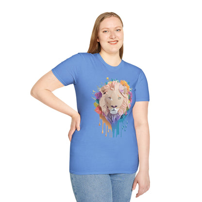 Unisex Lion Shirt Floral Lion Tee Softstyle Gildan 64000 100 Percent Cotton