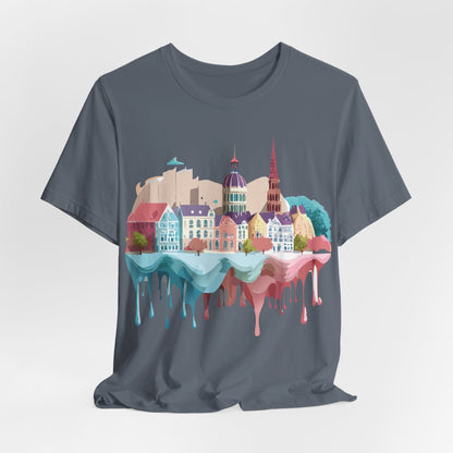 Natural Cotton Tee Shirt - Beautiful Places Collection - Warnemünde and Rostock - Germany Printify