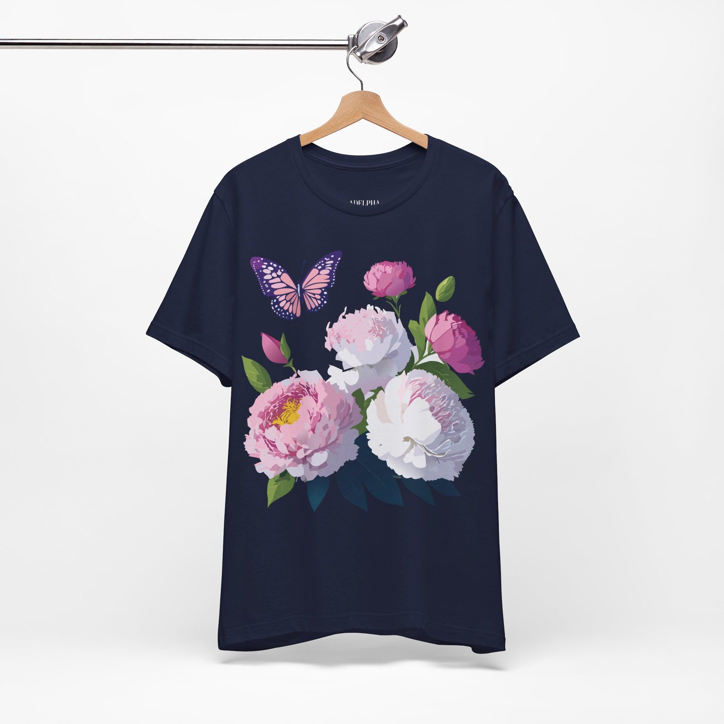 T-shirt en coton naturel avec fleurs