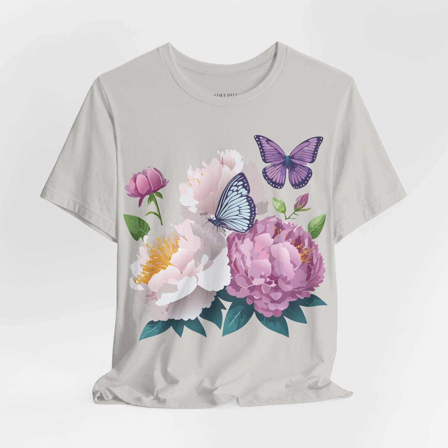 T-shirt en coton naturel avec fleurs