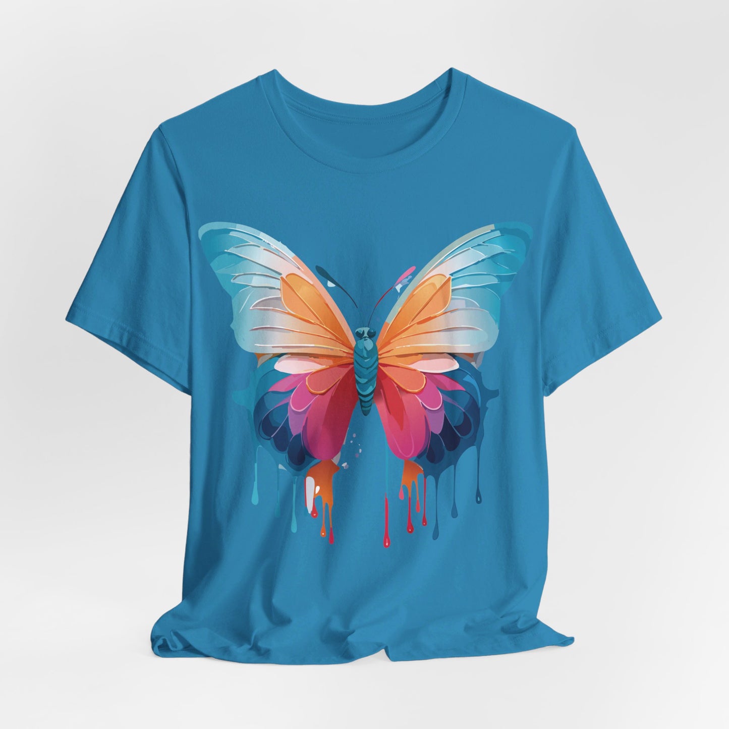 Natural Cotton Tee Shirt with Butterfly