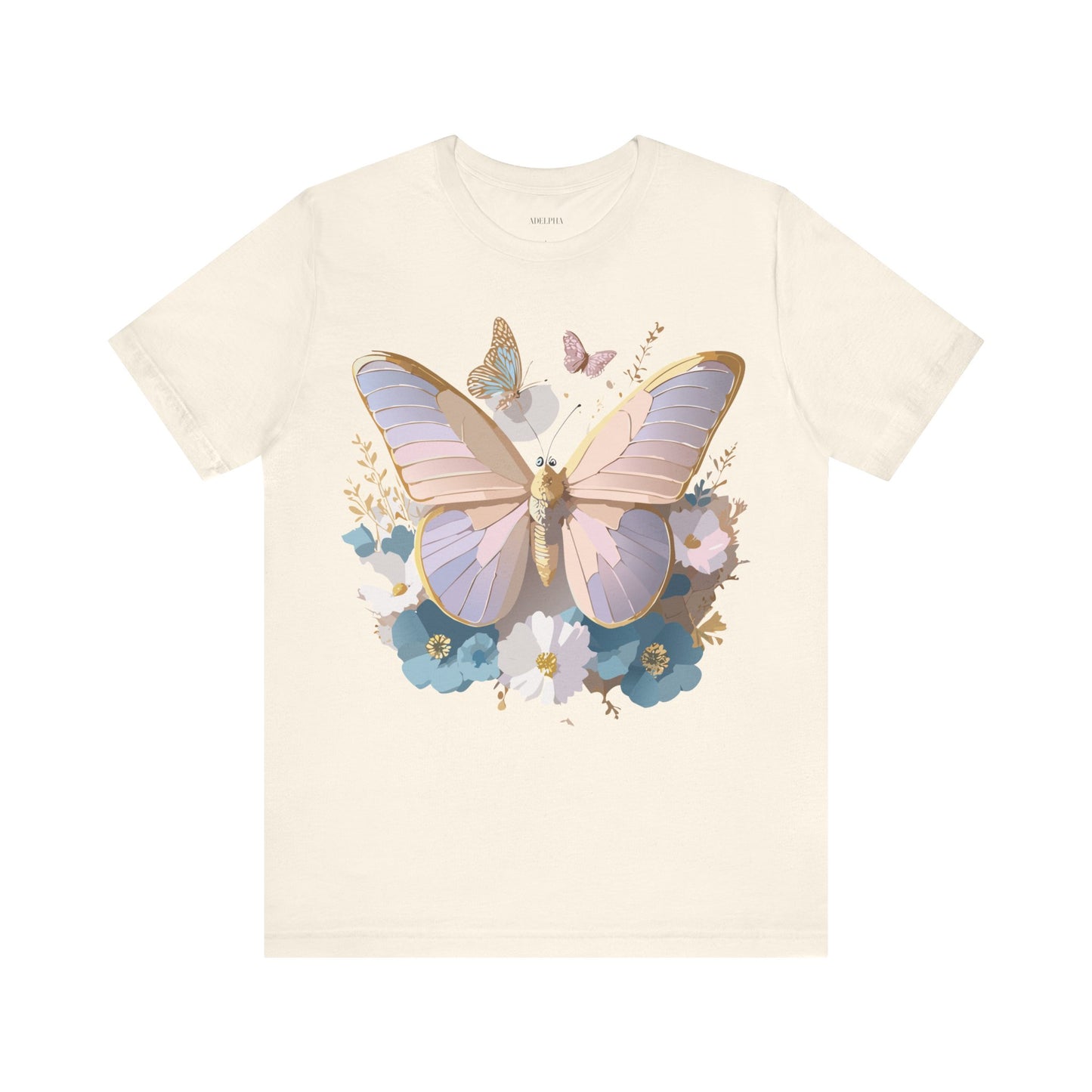 Natural Cotton Tee Shirt with Butterfly