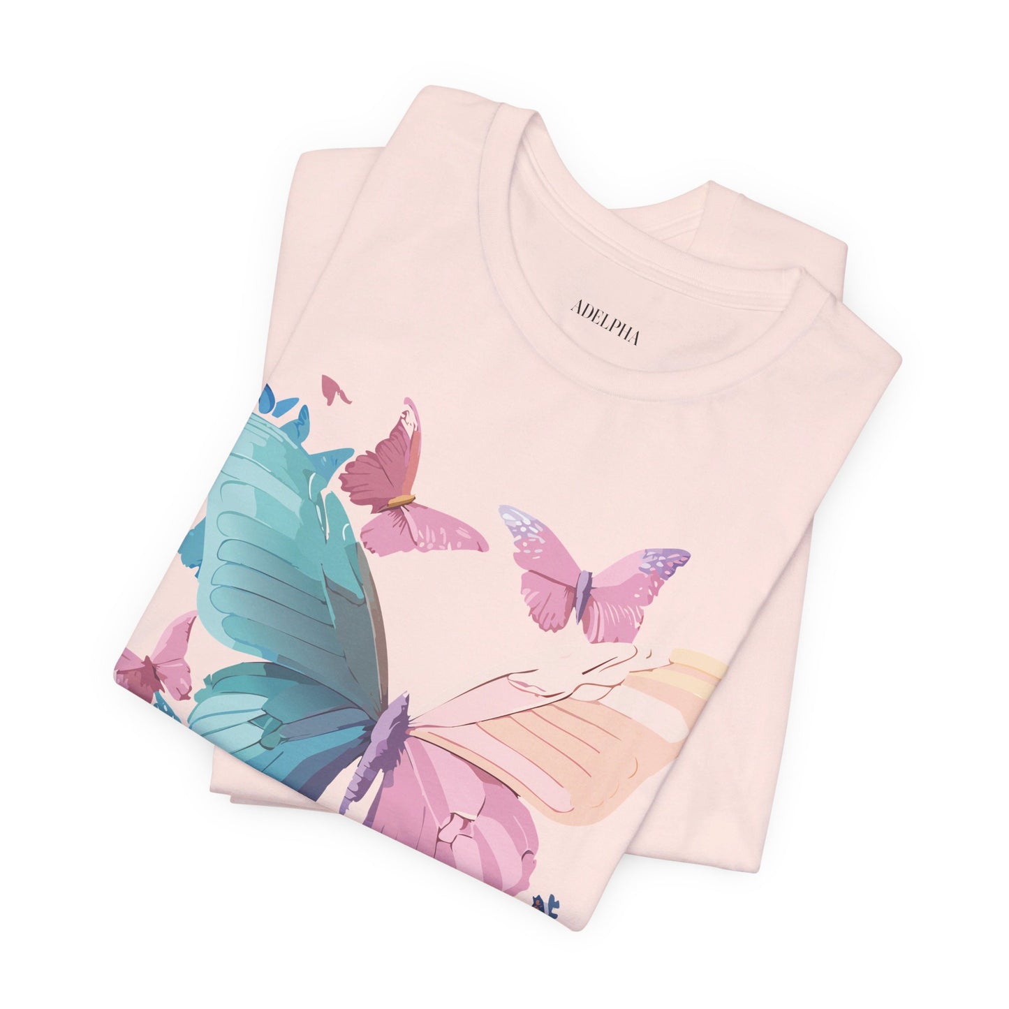 Natural Cotton Tee Shirt with Butterfly