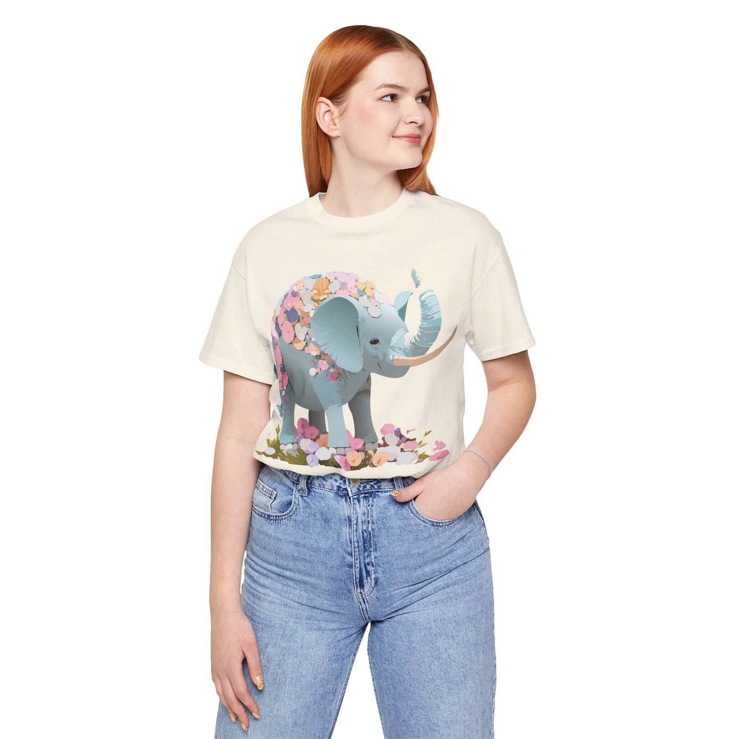 T-Shirt aus natürlicher Baumwolle mit Elefant