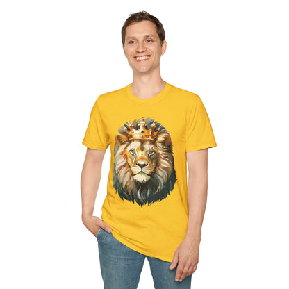 Unisex Lion Print T Shirt Softstyle 64000 One Hundred Percent Ring Spun Cotton