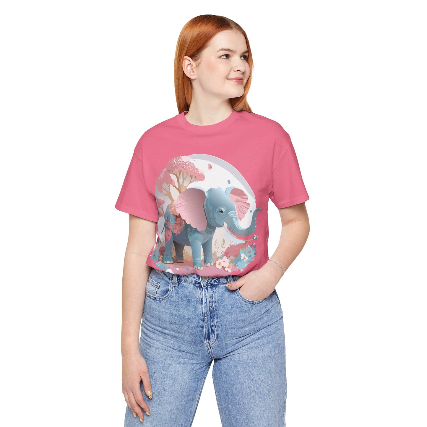 Natural Cotton Tee Shirt with Elephant