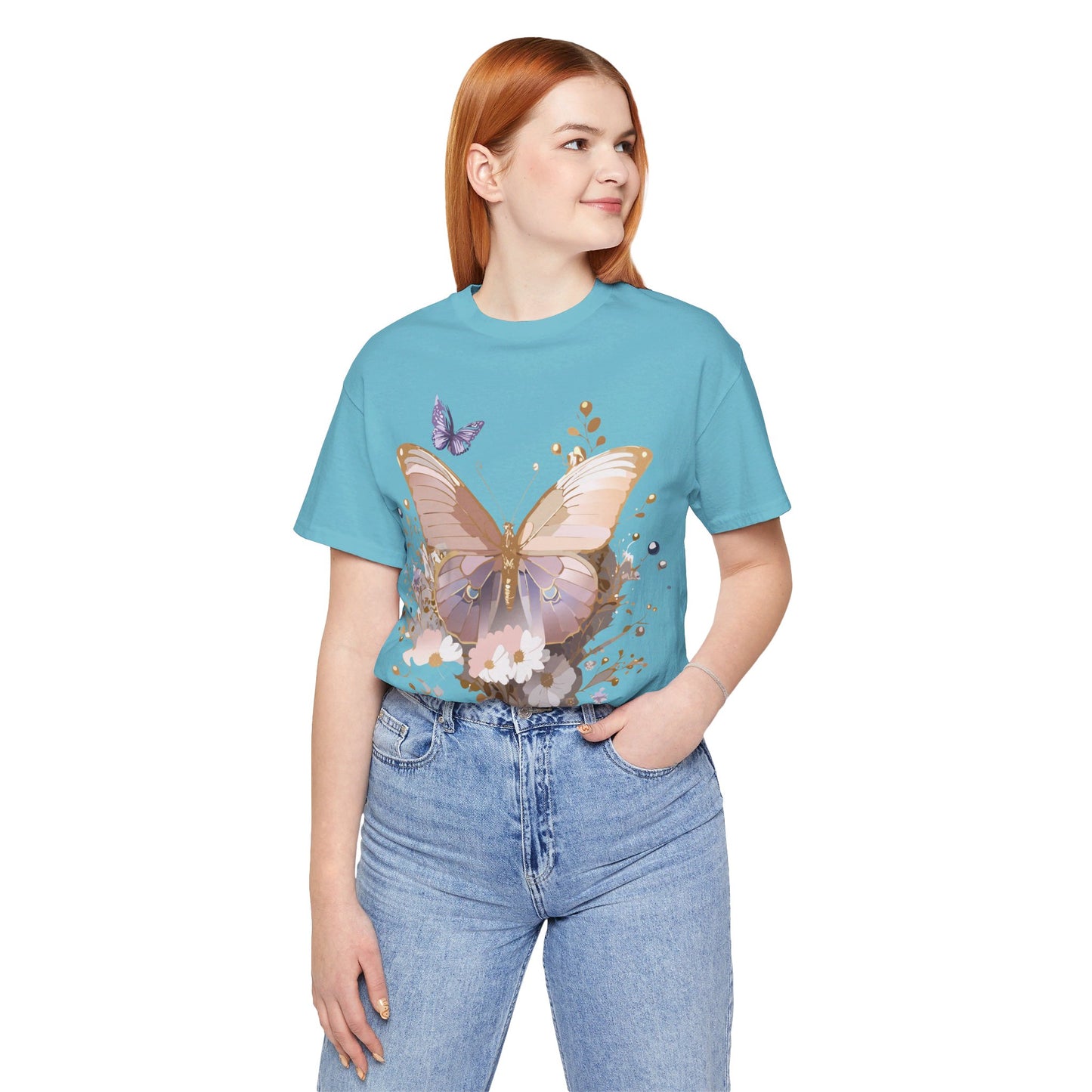 T-shirt en coton naturel avec papillon