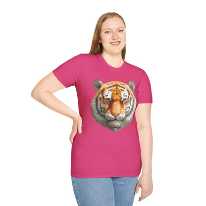 Tiger Print Shirt Unisex Animal Tee Gildan Softstyle 64000 Cotton Comfort