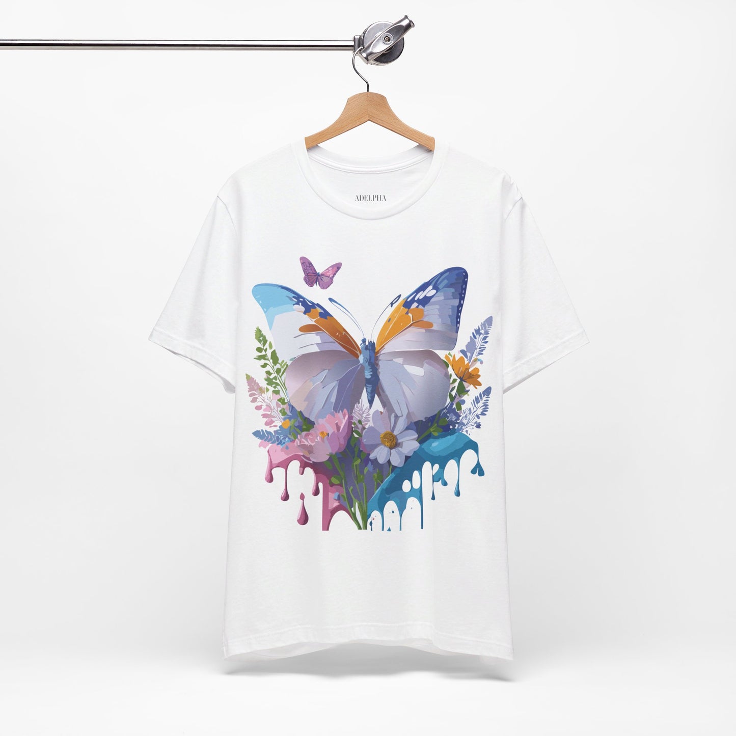 Natural Cotton Tee Shirt with Butterfly