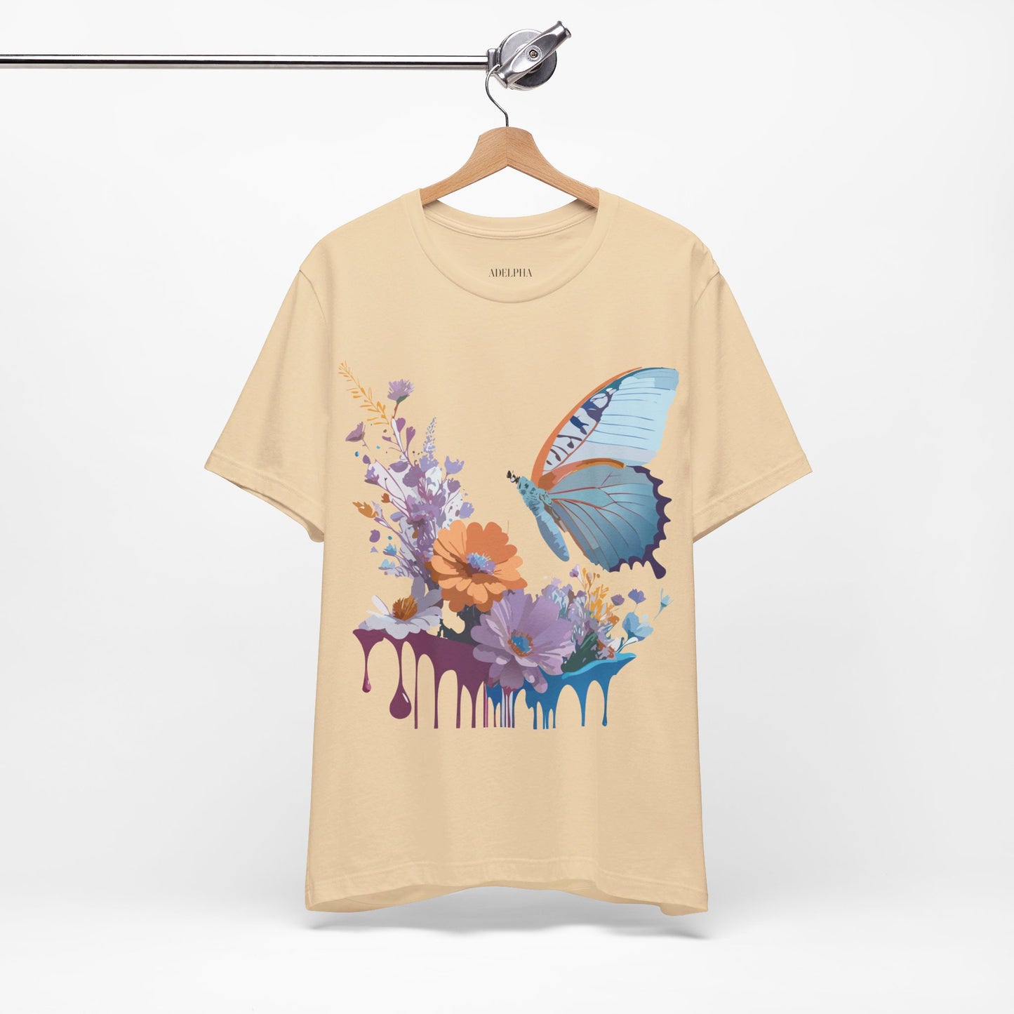 Natural Cotton Tee Shirt with Butterfly