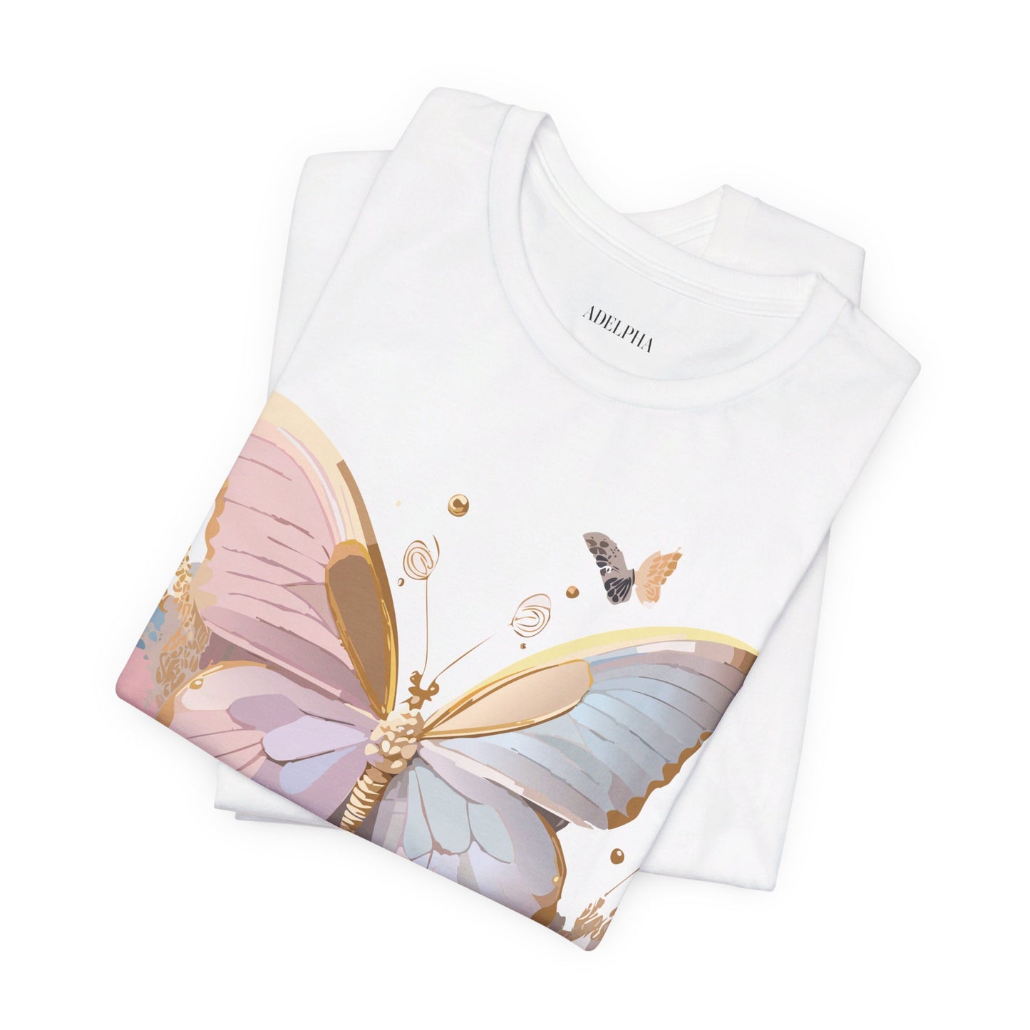 Natural Cotton Tee Shirt with Butterfly