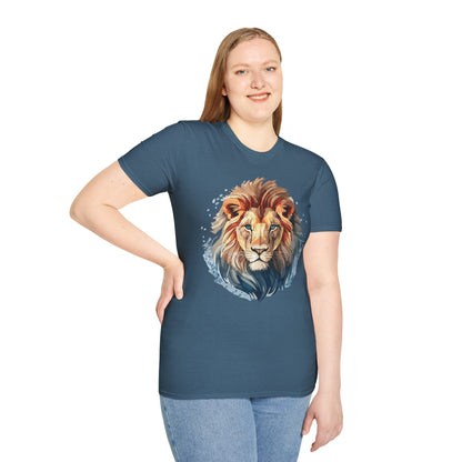 Unisex Lion Shirt Floral Lion Tee Gildan Softstyle 64000 Tee