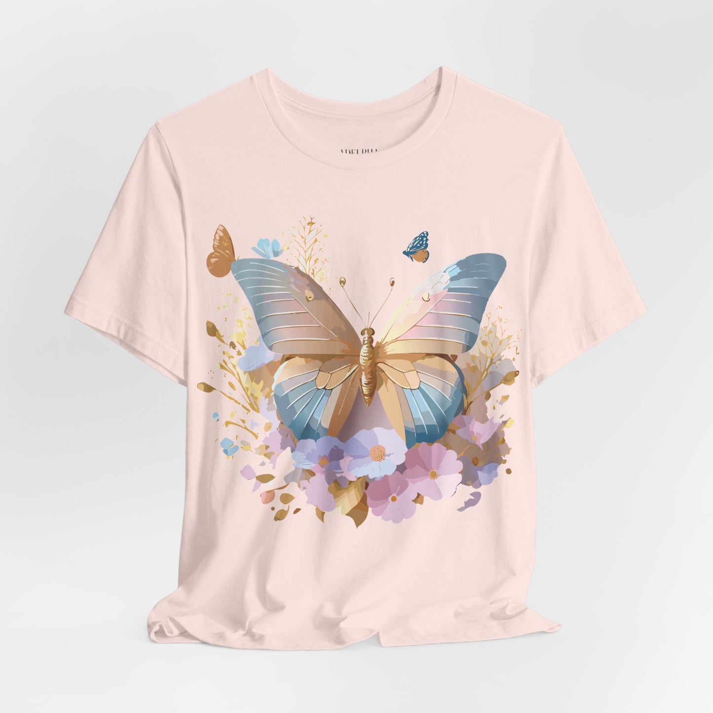 Natural Cotton Tee Shirt with Butterfly