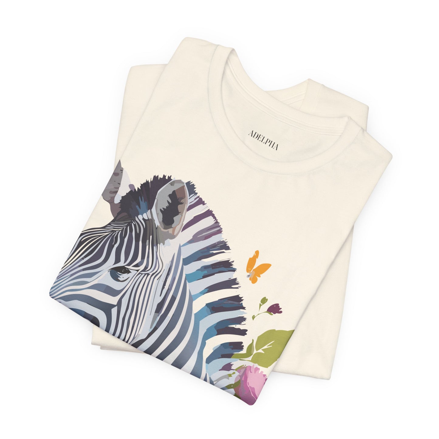 Natural Cotton Tee Shirt with Zebra