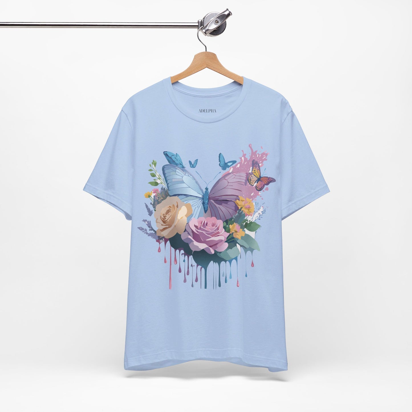 Natural Cotton Tee Shirt with Butterfly