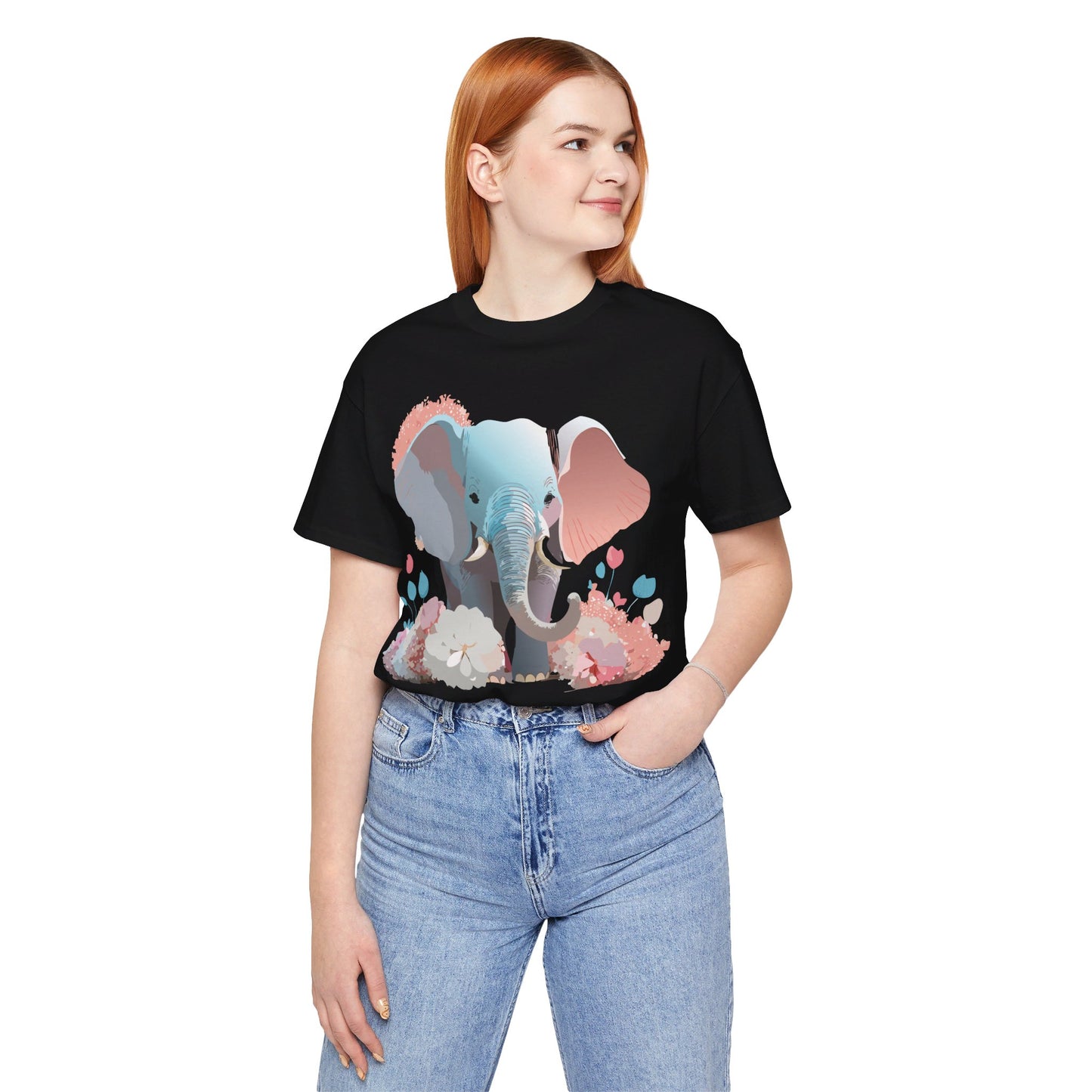 T-shirt en coton naturel avec motif éléphant