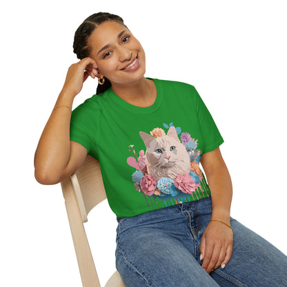 Cat Shirt Unisex Short Sleeve Cat Tee Kitten Design Gildan Softstyle 64000 Tee