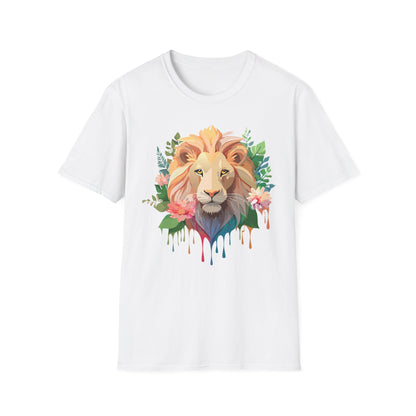 Gildan Unisex Lion Shirt Floral Lion Tee Animal Print Softstyle Tee