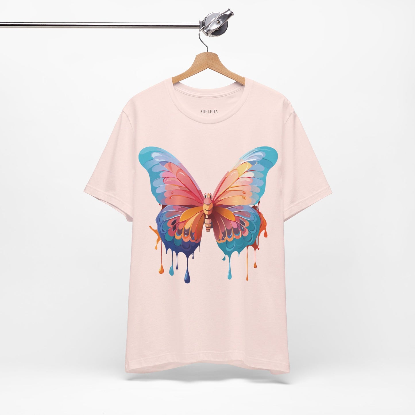 Natural Cotton Tee Shirt with Butterfly